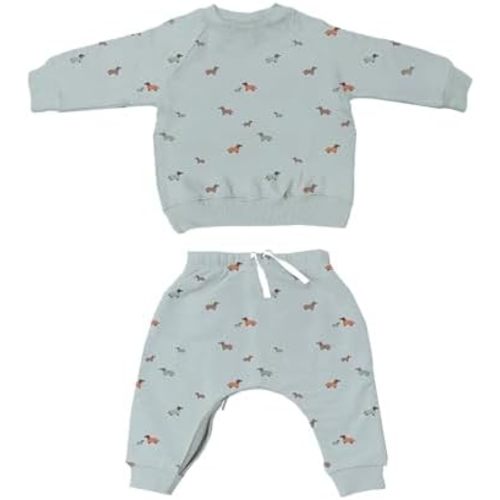 GUNAMUNA Unisex Baby Fleece Sweatsuit, Easy Diaper Changes, Toddler Baby Joggers, Adjustable Waist, Daytime Set