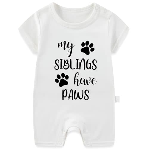 Meedkuqle My Siblings Have Paws Infant Bodysuit, Baby Announcement Gender Neutral Newborn Clothes Short Sleeve Outfit