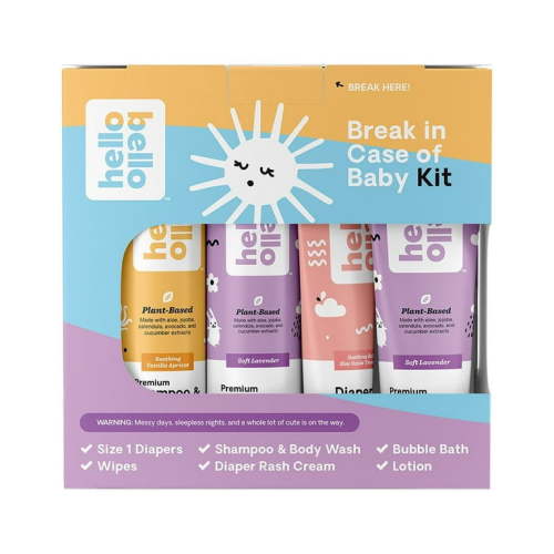 Hello Bello Break in Case of Baby Kit, Unisex Infant Bathing and Diaper Care Gift Set