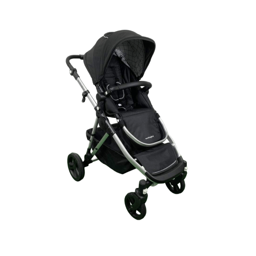Mockingbird Single to Double 2.0 Stroller, 2024, Silver with Black Leather, Windowpane, Black