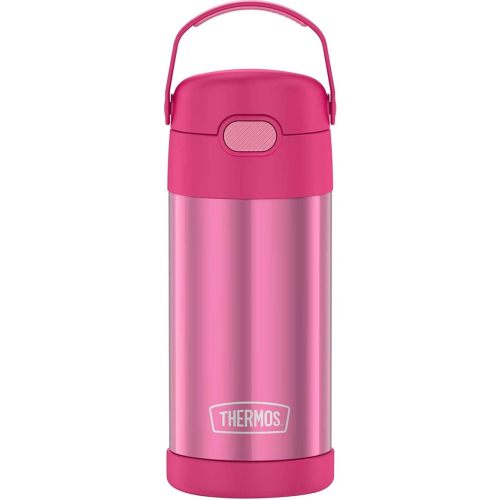 THERMOS FUNTAINER Water Bottle with Straw - 12 Ounce - Kids Stainless Steel Vacuum Insulated Water Bottle with Lid, Pink