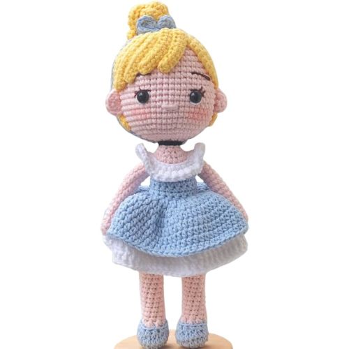 Handmade Crochet Cinderella Doll Crochet Amigurumi Princess Doll Plush Toy Room Decor Fairytale Doll Safe Toy Montessori Toy Handmade Gift Easter Gift for Children Handmade Doll Cuddle Doll