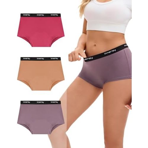 INNERSY Women's Period Boxers Underwear Leak Proof Menstrual Boy Shorts Panties 3-Pack
