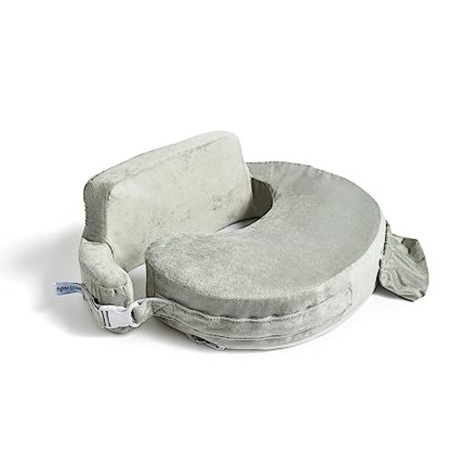 My Brest Friend Super Deluxe Nursing Pillow - Enhanced Comfort & Ergonomic Breastfeeding Pillow for Ultimate Support For Mom & Baby - Adjustable and with Handy Side Pocket, Platinum