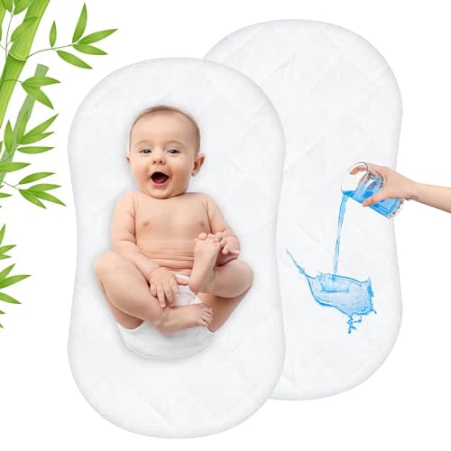 Asatdd Waterproof Bassinet Mattress Pad Protector Cover Compliable with Halo BassiNest Swivel Sleeper, Ultra Soft, Breathable and Comfortable, 2 Pack