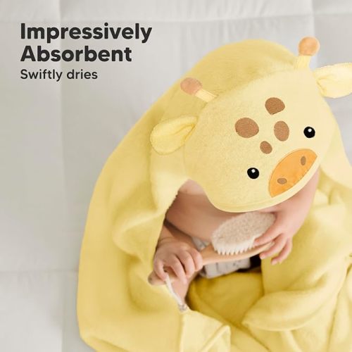 KeaBabies Hooded Baby Towel for Newborn - Viscose Derived from Bamboo Large Baby Bath Towels with Hood for Boys, Girls, Toddler, Extra Absorbent & Soft Newborn Bath Essentials (Giraffe)