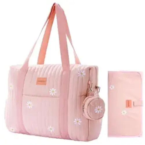 GOBABYMART 3pc Diaper Bag Tote Set, Hospital Bag for Labor & Delivery, Maternity Travel Bag with Changing Pad & Pacifier Case