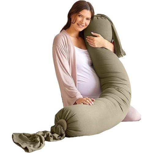 bbhugme Adjustable Pregnancy Pillow - Supports Back, Legs, Belly, HIPS for Pregnant Women - Dusty Olive