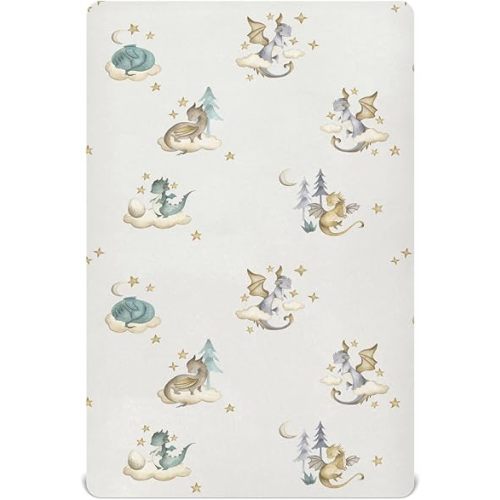 vvfelixl Crib Sheets for Boys Girl Dragon Baby Breathable Mini Crib Mattress Sheets Fitted,Toddler Baby Sheets for Crib Mattress Soft & Breathable 39 * 27 * 5In