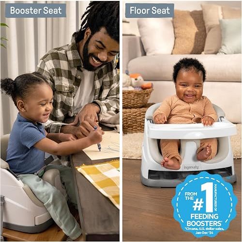Ingenuity Baby Base 2-in-1 Booster Feeding and Floor Seat with Self-Storing Tray - Cashmere