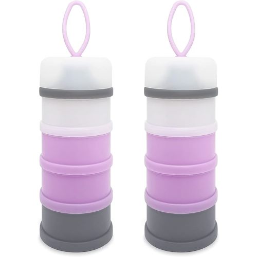 Baby Formula Dispenser, Portable Milk Powder Dispenser Container, Baby Feeding Travel Storage Container, formula mixer, formula holder, BPA Free, 4 Compartments, 2 Packs, dispensador de fórmula