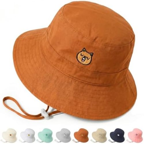 RIVBOS Baby Sun Hat UPF 50+ Cute Animal Pattern Summer Beach Kids Toddler Bucket Hat for Boys Girls 0-7 Years