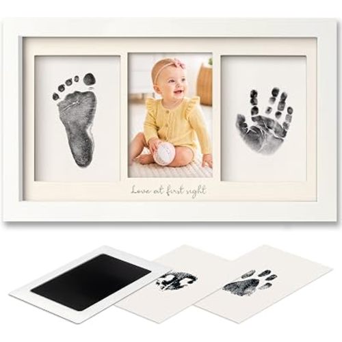 Inkless Hand and Footprint Kit, Boy Girl Newborn Keepsake (Alpine White)