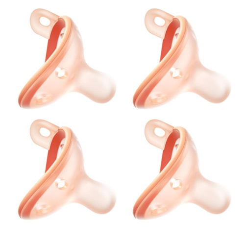 Baby Pacifiers 0-6 Months, Breast-Like Shape Soft Silicone Newborn Pacifiers with Large Air Holes, BPA-Free, 4pcs