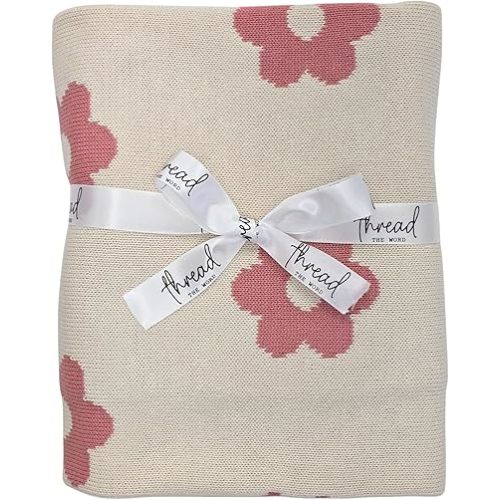 The Flower Blanket - 100% Organic Cotton Baby Blanket, American Made, 30x40in - Bassinet, Crib, Stroller - Gift Registry Baby Shower for Newborns and Kids