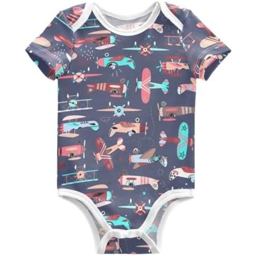 Ollabaky Unisex Baby Bodysuits Short Sleeve Cotton Baby Clothes for Girls 0-24 Months