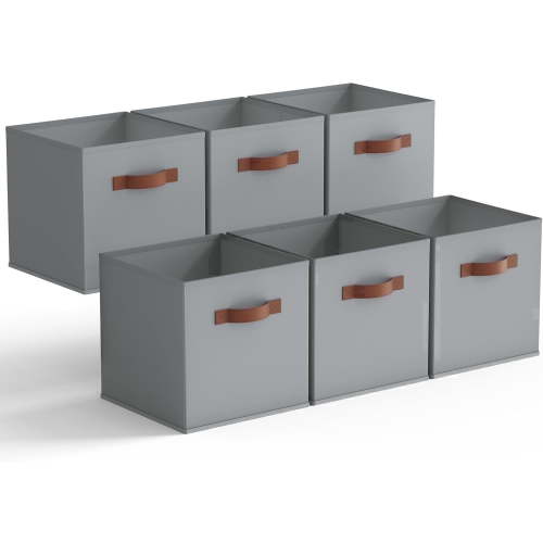 GRANNY SAYS Cube Storage Bins, 11 Inch Foldable Fabric Storage Baskets for Organizing, Dual Handle Organizer Bins, 6-Pack,Dusty Blue