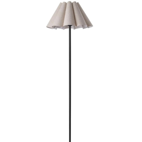 KUNJOULAM Modern Floor Lamp, Black Pole Floor Lamps, Simple Design Tall Lamp with Beige Lampshade, Standing Lamp for Living Room, Bedroom, Office, Home (Without Bulb)