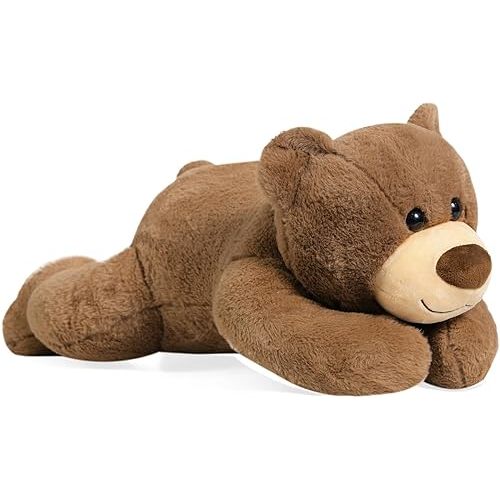 Fiosnow Weighted Stuffed Animals for Adults Brown Bear 3.5lbs 24" Weighted Plush Animals for Kids Throw Pillow Hugging Toys