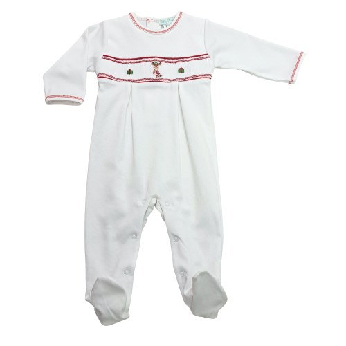 Baby Boy's "Christmas Reindeer" Hand Smocked Footie