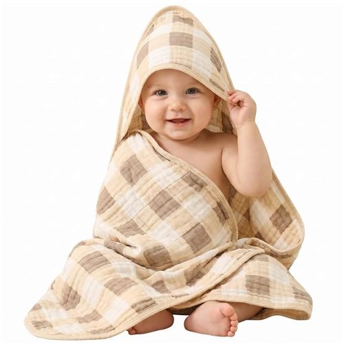Ultra-Soft Muslin Baby Towel - 32 x 32 Inches, Ideal for Bath & Beach, Suitable for Both Boys & Girls from Newborns to Toddlers