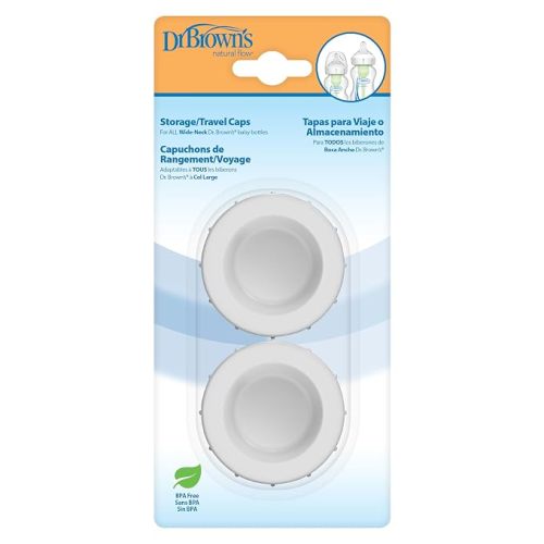 Dr. Brown's Wide-Neck Storage/Travel Caps for Options+ Baby Bottles, 2-Pack