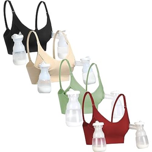 GXXGE Nursing Bra Support Pumping Bra Hands Free All in One Maternity Bra Comfortable Breast No Pad Pumps Bra