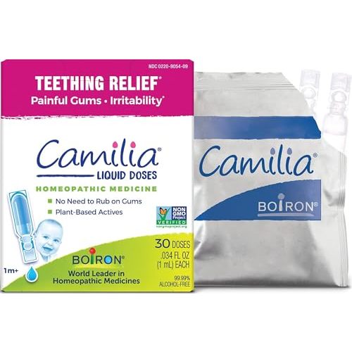 Boiron Camilia Teething Drops for Daytime and Nighttime Relief of Painful or Swollen Gums and Irritability in Babies - 30 Count | For Teething Relief of Painful or Swollen Gums and Irritability in Babies. Size: 30 Count.