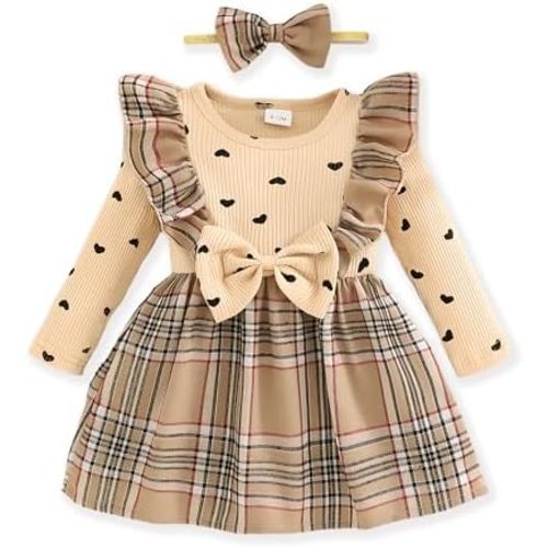 Baby Long Sleeve Fall Dress Baby Girl Clothes Ruffle Toddler Casual Dress Infant Cute Clothes Winter Outfits