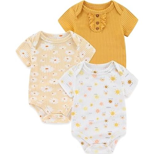 Newborn Baby Boy Girl Bodysuits Short Sleeve Summer Infant Clothes 0-12 Month
