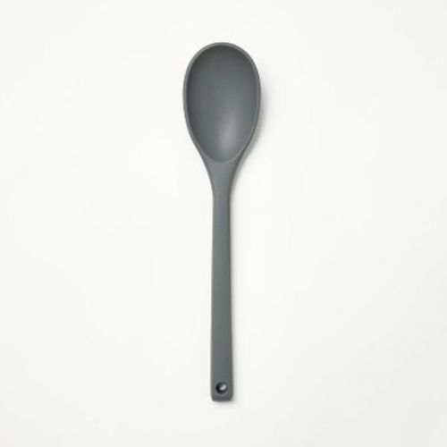 Silicone Solid Spoon Dark Gray - Figmint™: Dishwasher-Safe Kitchen & Cooking Spoon, 12.99" Length, 7.4" Handle