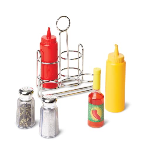 Melissa & Doug 6-Piece Condiments, Play Food Set with Kids Play Kitchen Accessories, Preschool Learning Toys for Girls & Boys 3+