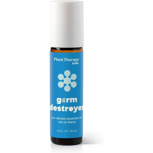 Plant Therapy KidSafe Germ Destroyer Essential Oil Blend Pre-Diluted Roll-ON 10mL (⅓ oz) 100% Pure, Natural Aromatherapy, Respiratory Health and Immune Support for Kids