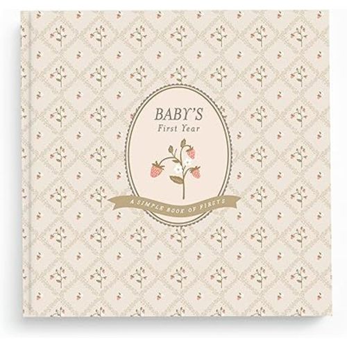 Lucy Darling Cottage Floral Baby Memory Book – First Year Journal, 5-Year Milestone Scrapbook & Photo Album – Keepsake for Baby Boy or Girl – Ideal Gift
