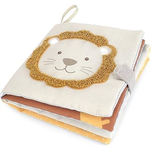 MON AMI Safari & Friends Soft Baby Book – 6" Sensory Crinkle Cloth Book for Newborn Babies & Toddlers with 3D Bunny Ears, Interactive Learning Toy, Travel-Friendly