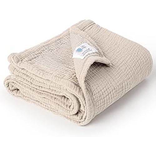 lulumoon Baby Blanket for Newborns: Muslin Swaddle for Receiving Neutral - Crib Quilt for Travel Boy & Girls 36"x40"(Ivory)