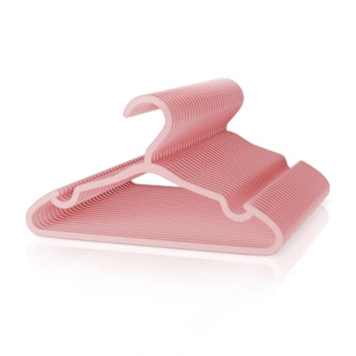 VILICK Plastic Kids Hangers - 30 Pack Non-Slip Baby Clothes Hangers for Closet, Toddler & Newborn Clothing Pants, Skirts, Coats (Pink)