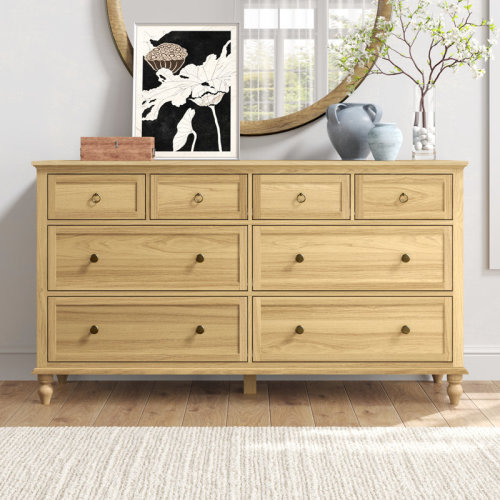 Charlton Home® 8 Drawer Dresser For Bedroom, 65in Large Long Drawer Dresser with Deep Drawers, Rustic Wood Wide Chest of Drawers with Large Capacity, Storage Dressers for Bedroom, Living Room, Hallway & Reviews | Wayfair