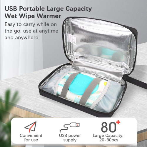 Portable USB Wipe Warmer Large Capacity Wipes with Adjustable Display Screen