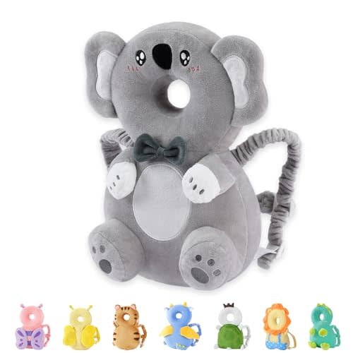 JunNeng Baby Head Protector Backpack for Walking Crawling,Grey Koala | Soft, Breathable, Adjustable, Baby Fall Back Head Protector for Falling