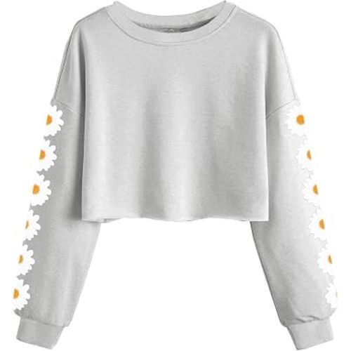 Dellytop Kids Crop Tops Girls Long Sleeve Fashion Sweatshirts Pullover Top | Daisy Pinted, Cute Tops, Fashion Sweatshirts,