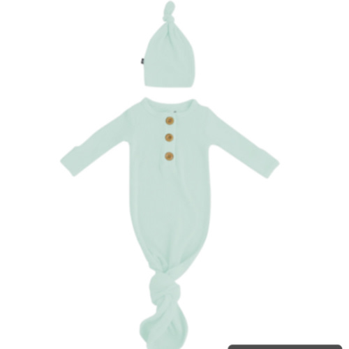 Buy Kyte BABY Ribbed Knotted Gown with Hat Set Sage 0-3M at Well.ca | Free Shipping $35+ in Canada