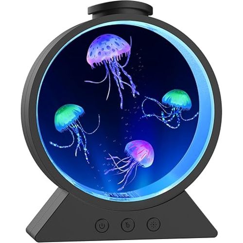 Jellyfish Lamp, 7-Color Changing Jellyfish Aquarium Light for Relax, Mood Lamp for Home, Office & Bedroom Decor, Gifts for Kids Teens Girls Boys Adults (Black)
