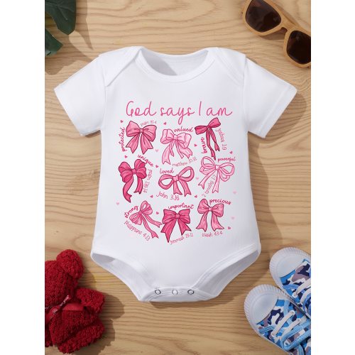 cute newborn baby girls short sleeve bodysuit cute bow print - Temu