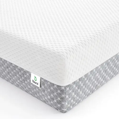 Crib Mattress, Dual Sided Comfort Memory Foam Toddler Bed Mattress, Triple-Layer Breathable Premium Baby Mattress for Infant and Toddler w/Removable Outer Cover - White&Grey
