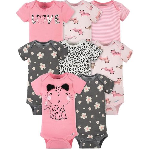 Gerber Baby Girls' 8-pack Short Sleeve Onesies Bodysuits