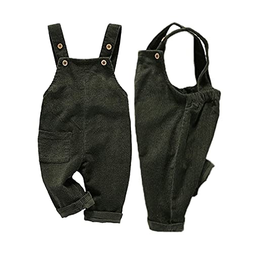 Mornyray Toddler Boy Girl Soft Corduroy Suspender Pants Kids Overalls Loose Retro Adjustable button overalls
