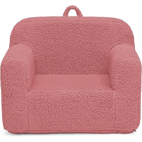 Delta Children Sherpa Cozee Chair - Foam Kids Chair for Ages 18 Months and Up, Rose