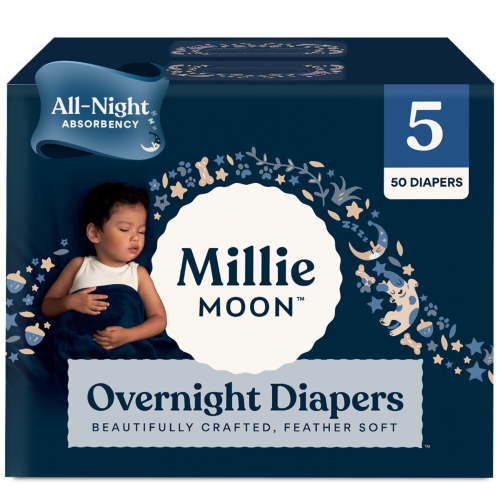 Millie Moon Overnight Diapers, Size 5 - 50 Count, Disposable