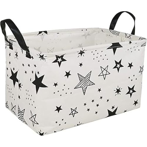 KUNRO Rectang Storage Basket Gift Shelf Basket Baby Storage Bin, Kids Toy Basket Organizer Box for With Handles Boy and Girls Room Deco (Star)